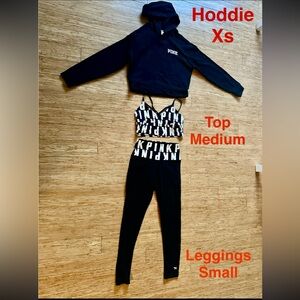 Victoria's Secret Pink  Black and White Activewear 3 pieces Set